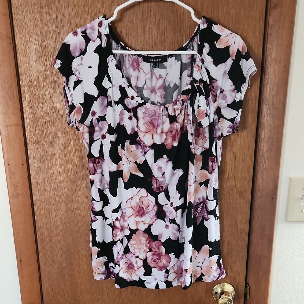 Floral Black and Pink Women's Top